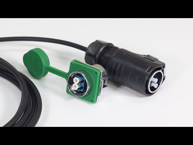 Konektor serat optik tahan air Jumper hitam, pasokan industri dasar konektor serat optik