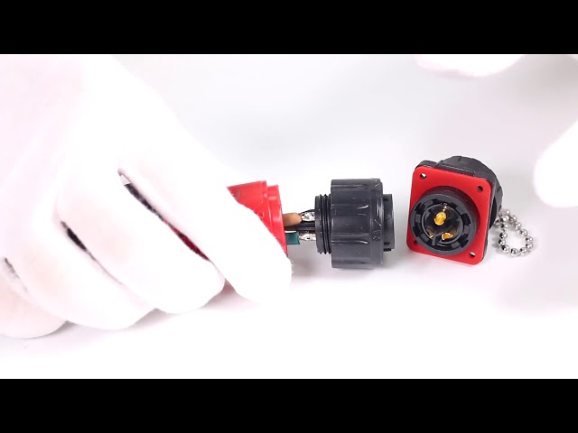 PBT Circular Plastic Soldering Panel Konektor Daya 5 Pin Pemasangan Listrik M20